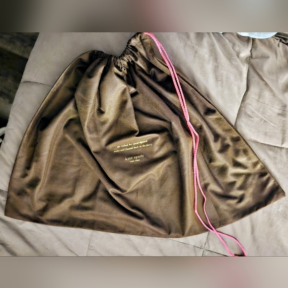 HUGE XL Kate Spade Drawstring Dust Bag Cover Pouch Pink Brown Handbag Purse Tote - Picture 1 of 6